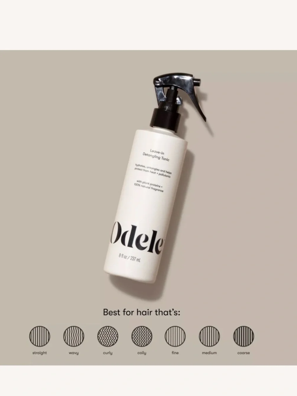 ODELE Leave-In Detangling Tonic for Hydration + Heat Protection 8oz NEW Natural